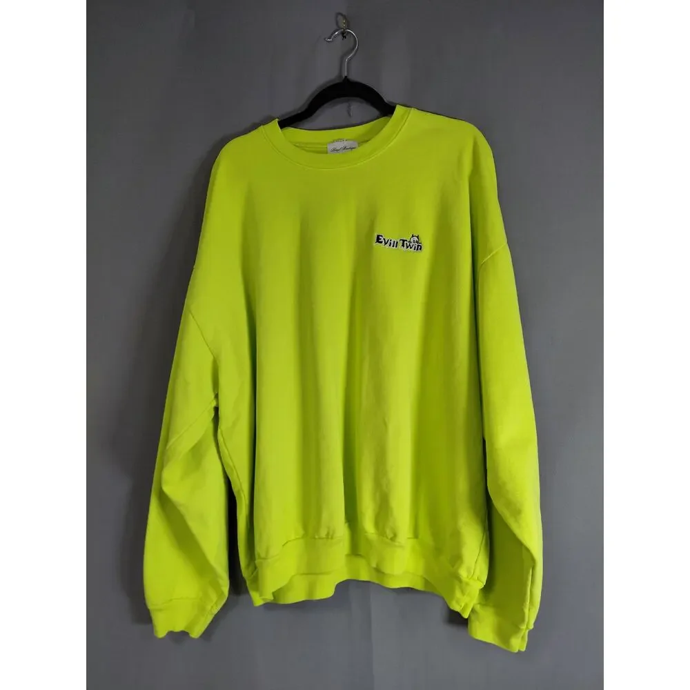 Hazel Boutique Evil Twin Neon Green Crewneck Sweatshirt Sweater Men Size 2XL